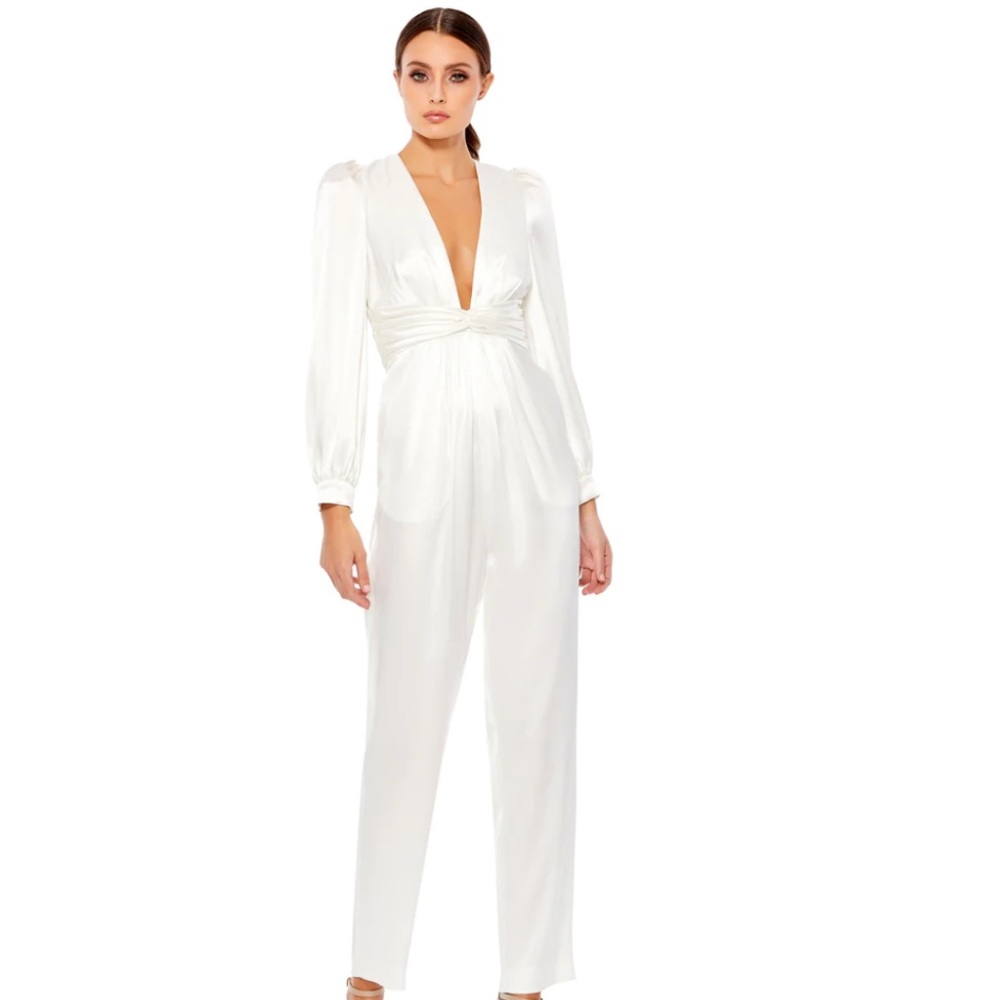 Ieena by Mac Duggal White Ivory Silk Jumpsuit Size 6